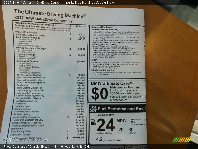Imperial Blue Metallic / Saddle Brown 2017 BMW 4 Series 440i xDrive Coupe