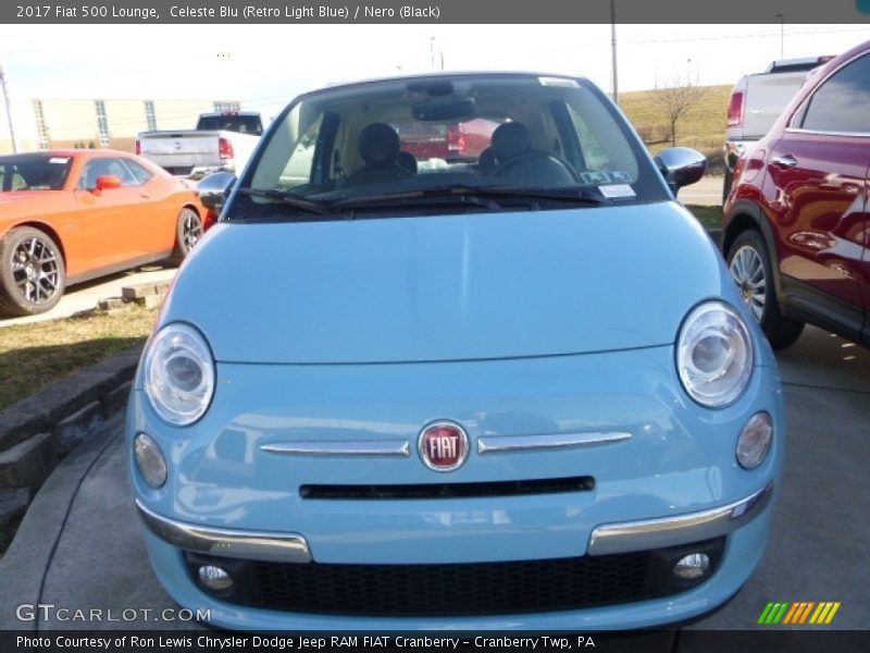 Celeste Blu (Retro Light Blue) / Nero (Black) 2017 Fiat 500 Lounge