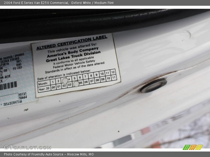 Oxford White / Medium Flint 2004 Ford E Series Van E250 Commercial