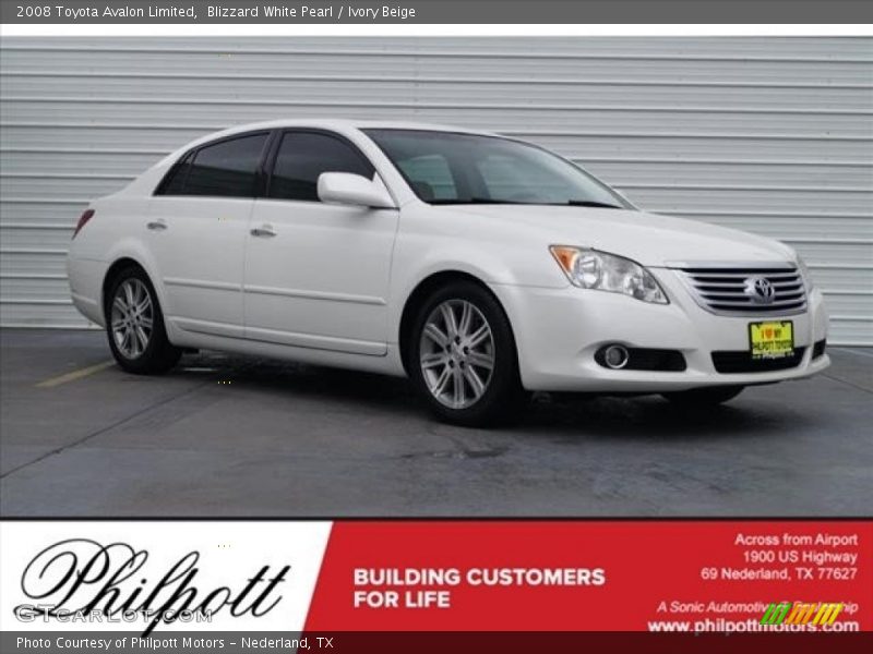 Blizzard White Pearl / Ivory Beige 2008 Toyota Avalon Limited