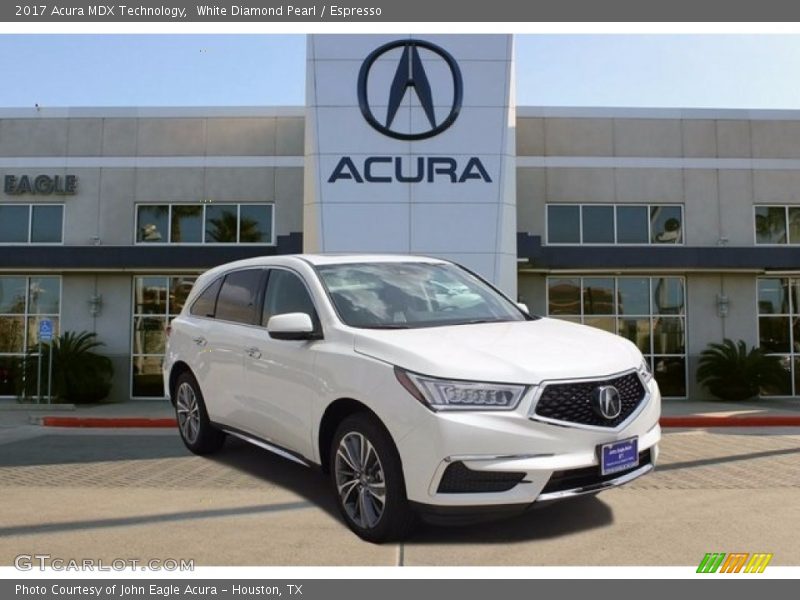 White Diamond Pearl / Espresso 2017 Acura MDX Technology