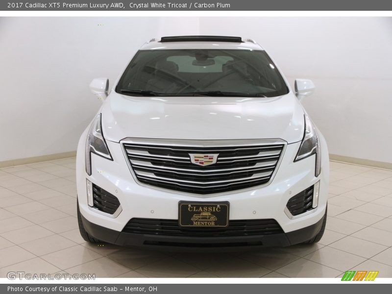 Crystal White Tricoat / Carbon Plum 2017 Cadillac XT5 Premium Luxury AWD