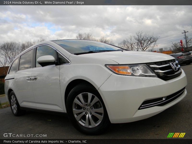 White Diamond Pearl / Beige 2014 Honda Odyssey EX-L