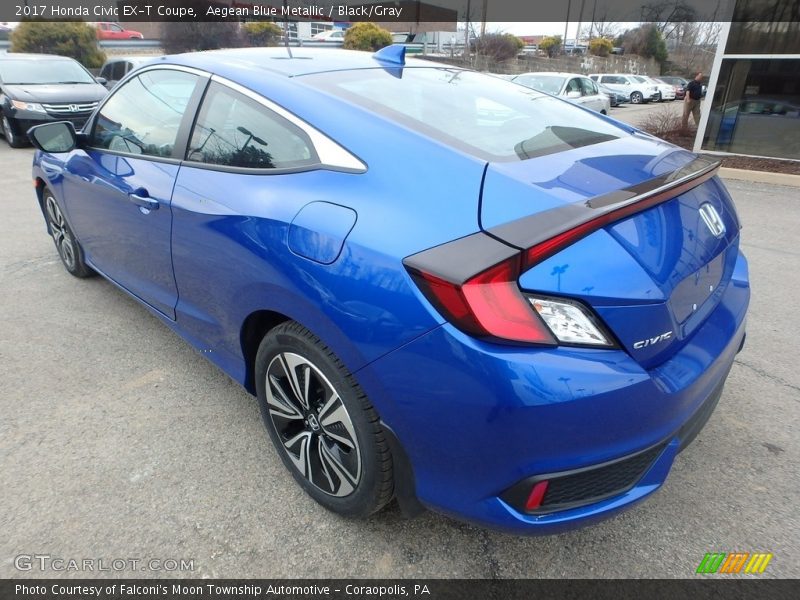 Aegean Blue Metallic / Black/Gray 2017 Honda Civic EX-T Coupe
