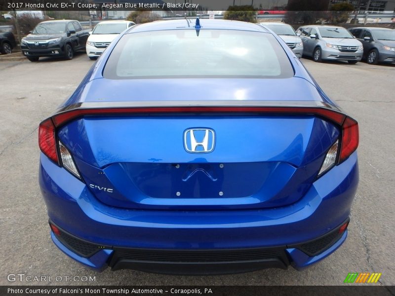 Aegean Blue Metallic / Black/Gray 2017 Honda Civic EX-T Coupe