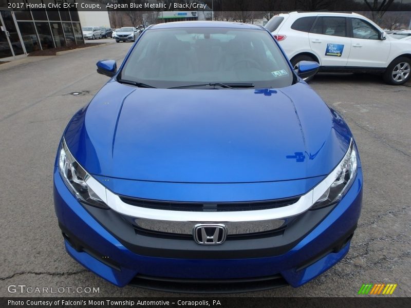 Aegean Blue Metallic / Black/Gray 2017 Honda Civic EX-T Coupe