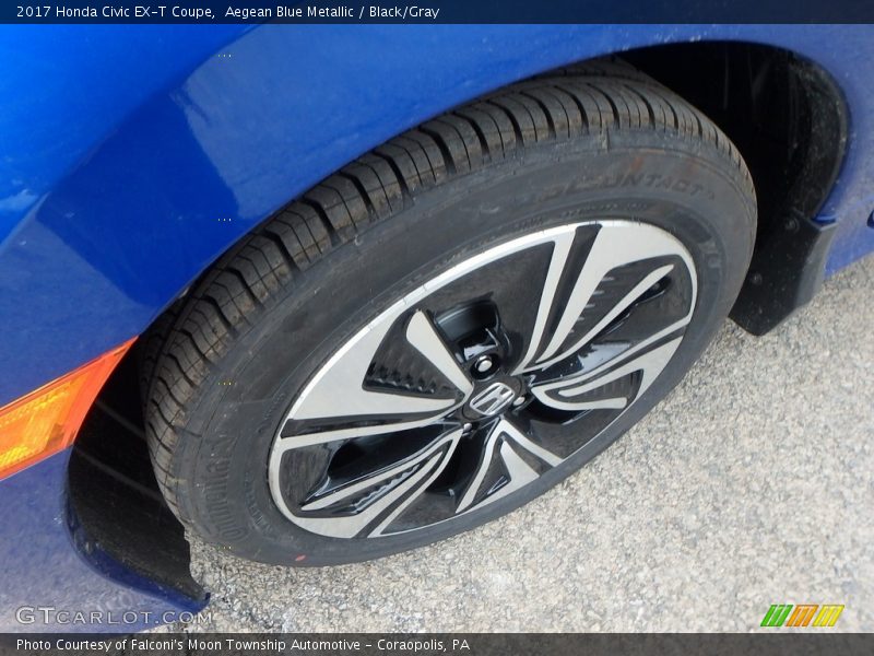 Aegean Blue Metallic / Black/Gray 2017 Honda Civic EX-T Coupe