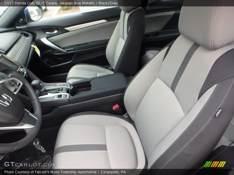 Aegean Blue Metallic / Black/Gray 2017 Honda Civic EX-T Coupe