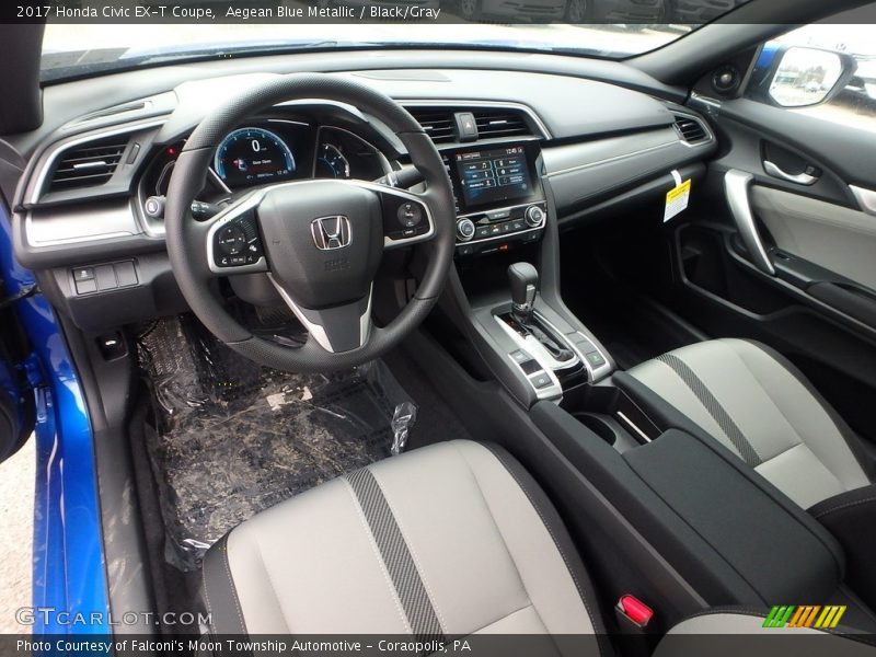 Aegean Blue Metallic / Black/Gray 2017 Honda Civic EX-T Coupe