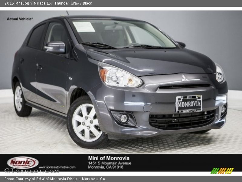 Thunder Gray / Black 2015 Mitsubishi Mirage ES