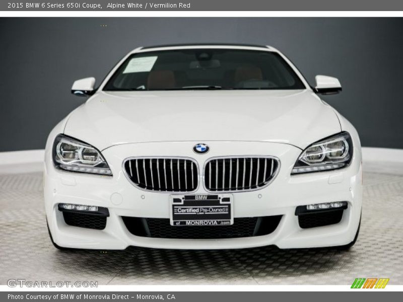 Alpine White / Vermilion Red 2015 BMW 6 Series 650i Coupe