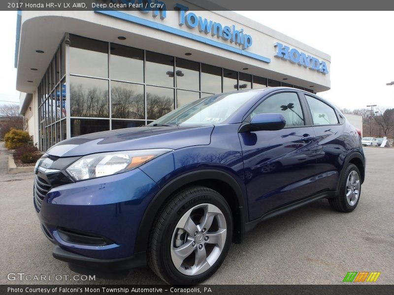 Deep Ocean Pearl / Gray 2017 Honda HR-V LX AWD