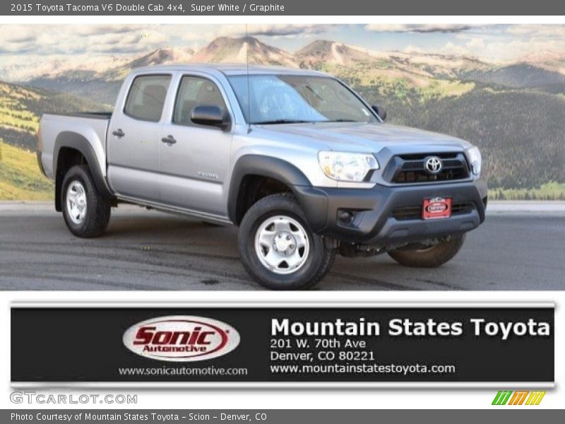 Super White / Graphite 2015 Toyota Tacoma V6 Double Cab 4x4