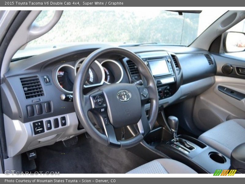 Super White / Graphite 2015 Toyota Tacoma V6 Double Cab 4x4