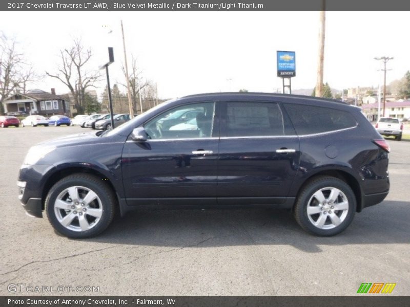 Blue Velvet Metallic / Dark Titanium/Light Titanium 2017 Chevrolet Traverse LT AWD