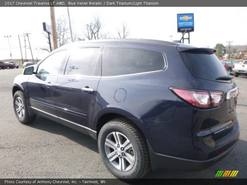 Blue Velvet Metallic / Dark Titanium/Light Titanium 2017 Chevrolet Traverse LT AWD