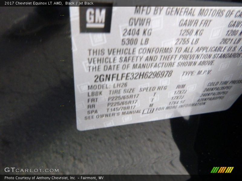 Black / Jet Black 2017 Chevrolet Equinox LT AWD