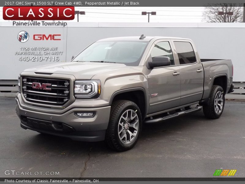 Pepperdust Metallic / Jet Black 2017 GMC Sierra 1500 SLT Crew Cab 4WD