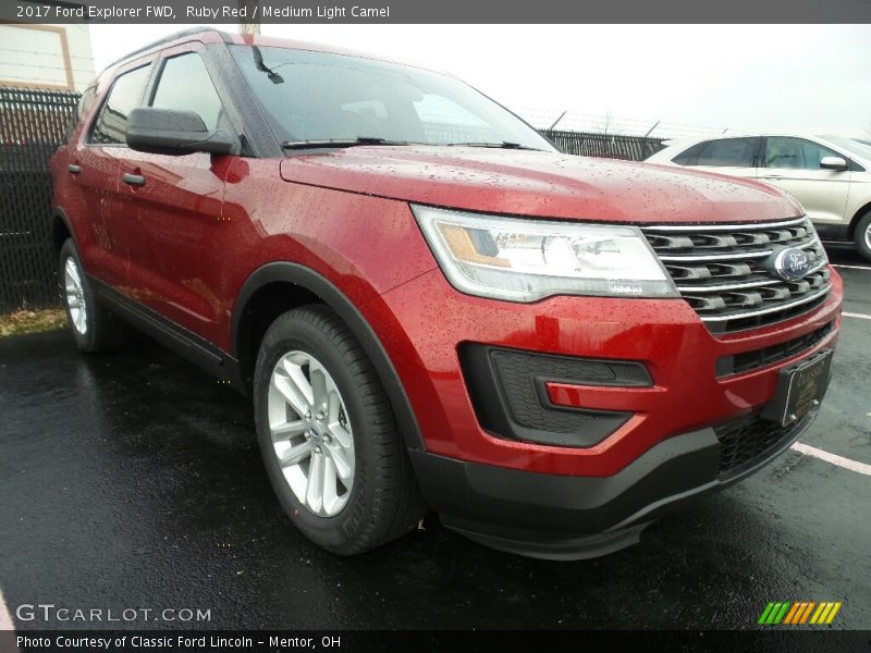 Ruby Red / Medium Light Camel 2017 Ford Explorer FWD