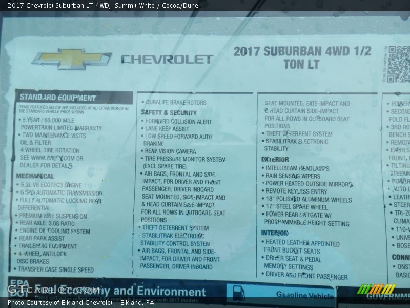 Summit White / Cocoa/Dune 2017 Chevrolet Suburban LT 4WD