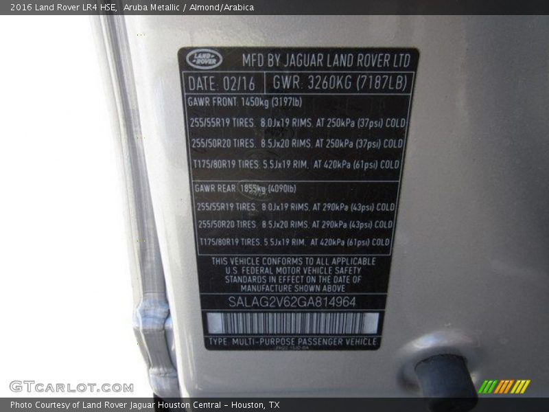 Aruba Metallic / Almond/Arabica 2016 Land Rover LR4 HSE
