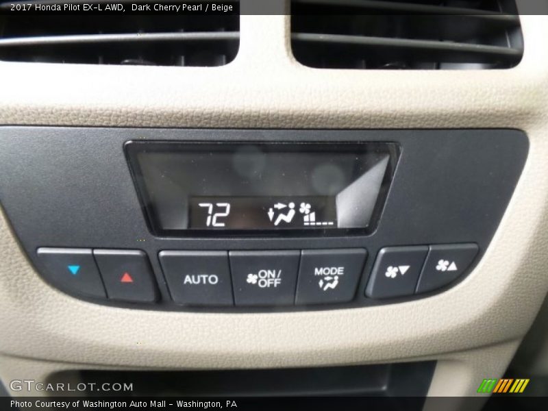 Dark Cherry Pearl / Beige 2017 Honda Pilot EX-L AWD