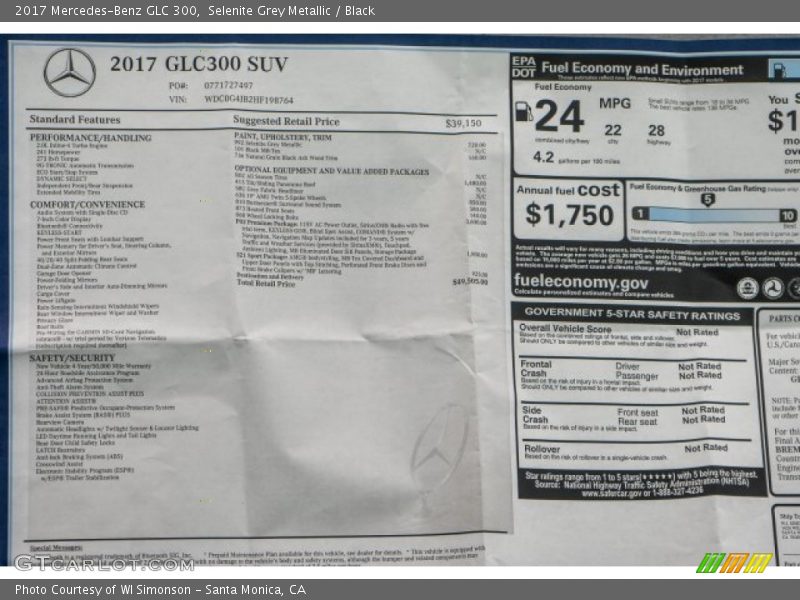 Selenite Grey Metallic / Black 2017 Mercedes-Benz GLC 300