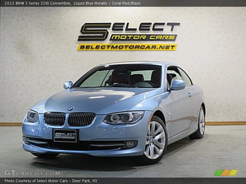Liquid Blue Metallic / Coral Red/Black 2013 BMW 3 Series 328i Convertible