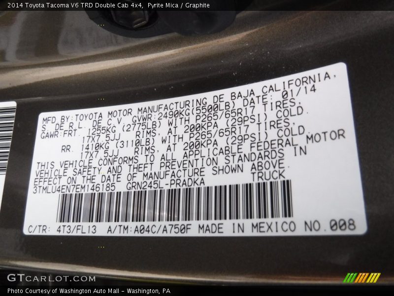 Pyrite Mica / Graphite 2014 Toyota Tacoma V6 TRD Double Cab 4x4