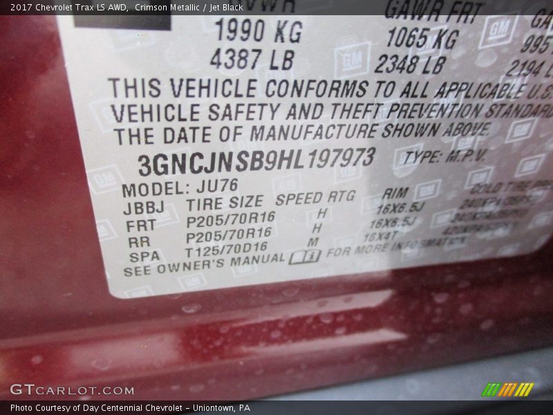 Crimson Metallic / Jet Black 2017 Chevrolet Trax LS AWD