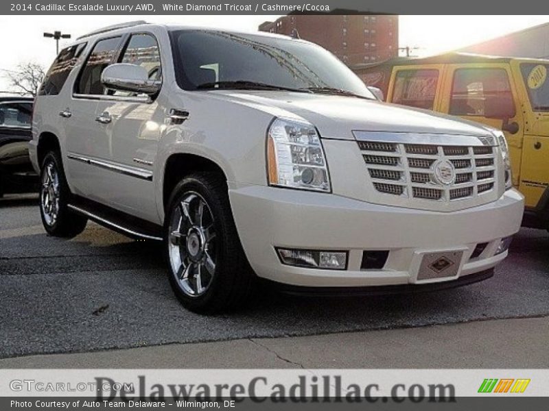 White Diamond Tricoat / Cashmere/Cocoa 2014 Cadillac Escalade Luxury AWD
