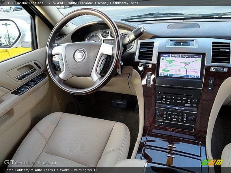 White Diamond Tricoat / Cashmere/Cocoa 2014 Cadillac Escalade Luxury AWD