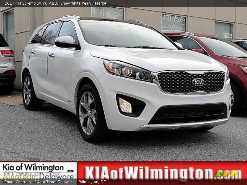 Snow White Pearl / Merlot 2017 Kia Sorento SX V6 AWD