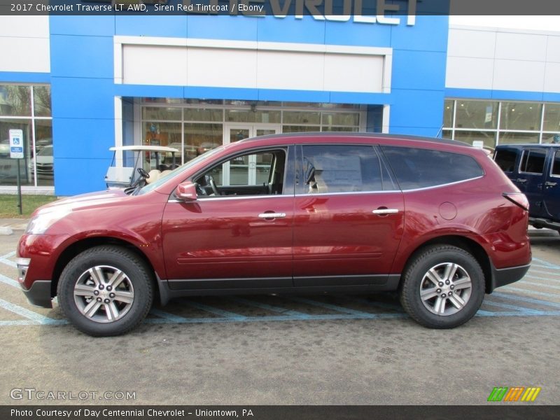 Siren Red Tintcoat / Ebony 2017 Chevrolet Traverse LT AWD