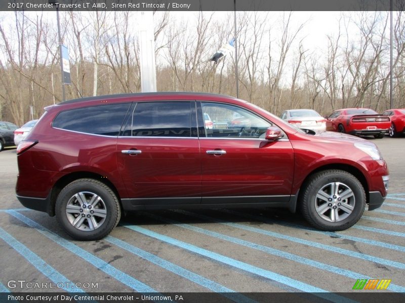 Siren Red Tintcoat / Ebony 2017 Chevrolet Traverse LT AWD