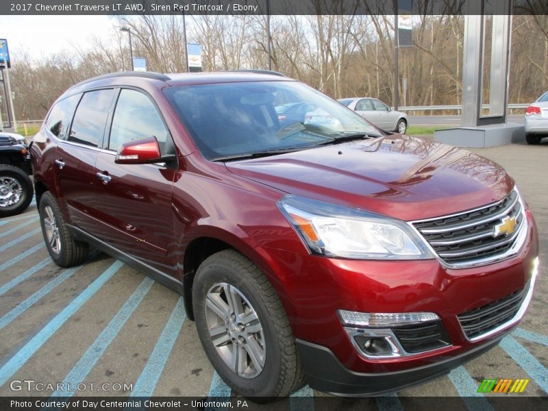 Siren Red Tintcoat / Ebony 2017 Chevrolet Traverse LT AWD