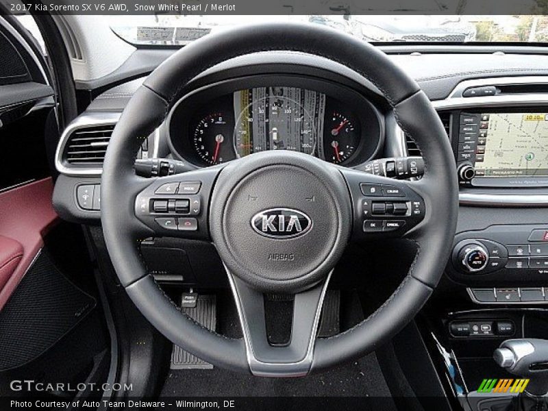 Snow White Pearl / Merlot 2017 Kia Sorento SX V6 AWD