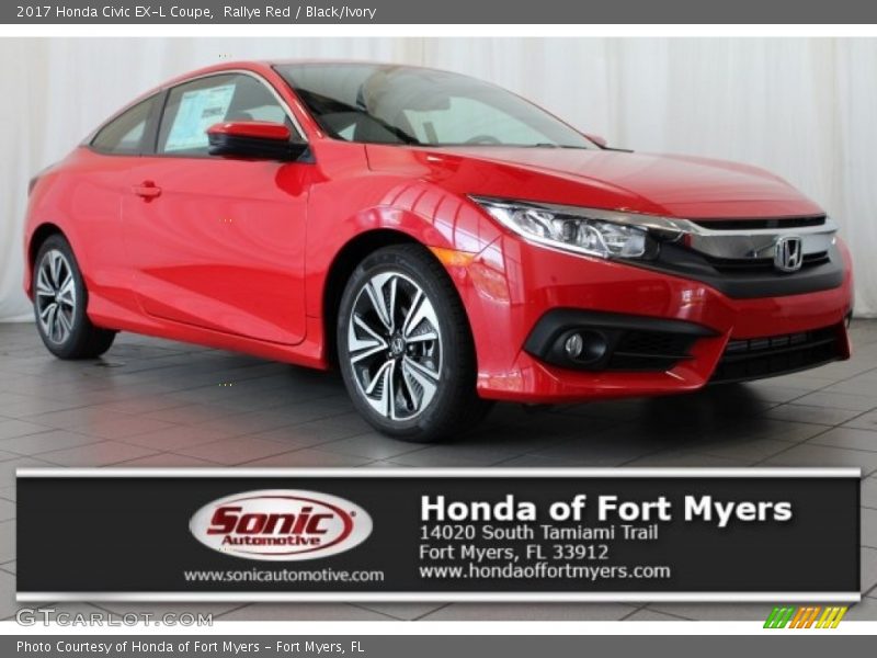 Rallye Red / Black/Ivory 2017 Honda Civic EX-L Coupe