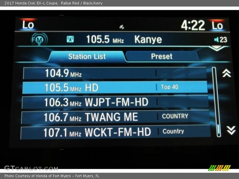 Rallye Red / Black/Ivory 2017 Honda Civic EX-L Coupe