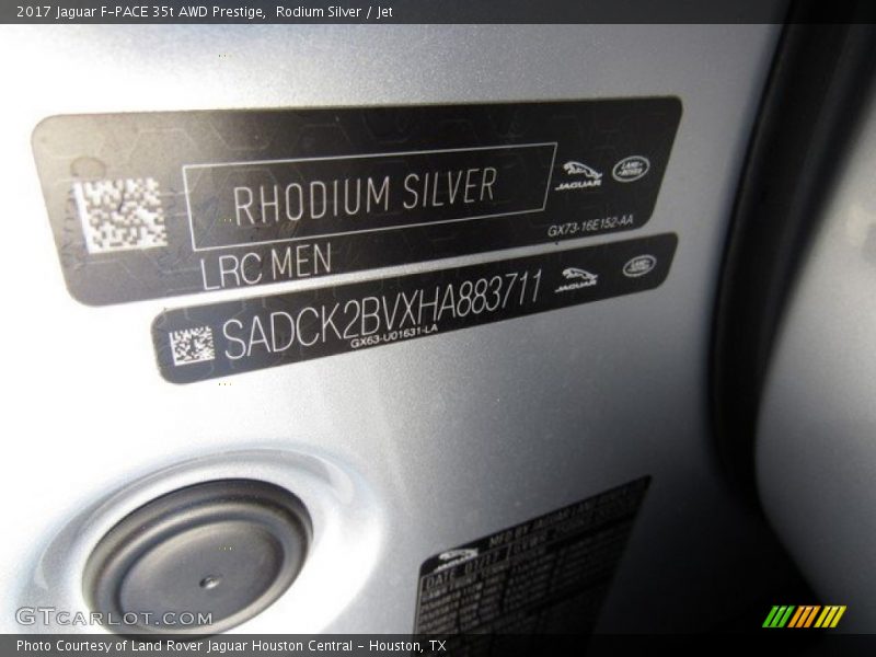 Rodium Silver / Jet 2017 Jaguar F-PACE 35t AWD Prestige