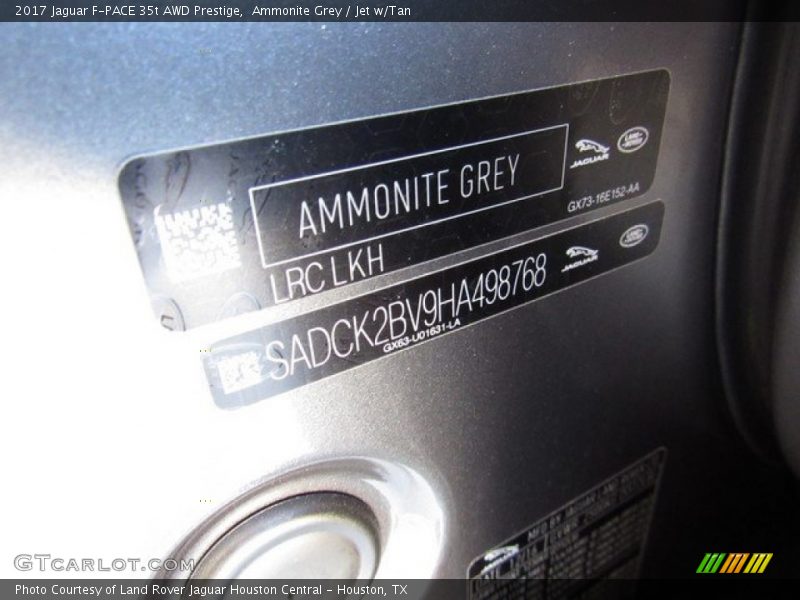 Ammonite Grey / Jet w/Tan 2017 Jaguar F-PACE 35t AWD Prestige
