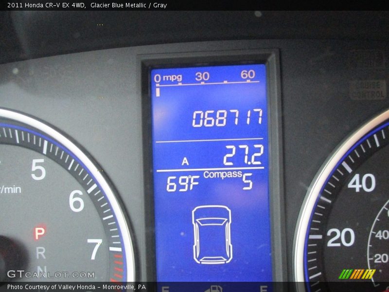 Glacier Blue Metallic / Gray 2011 Honda CR-V EX 4WD