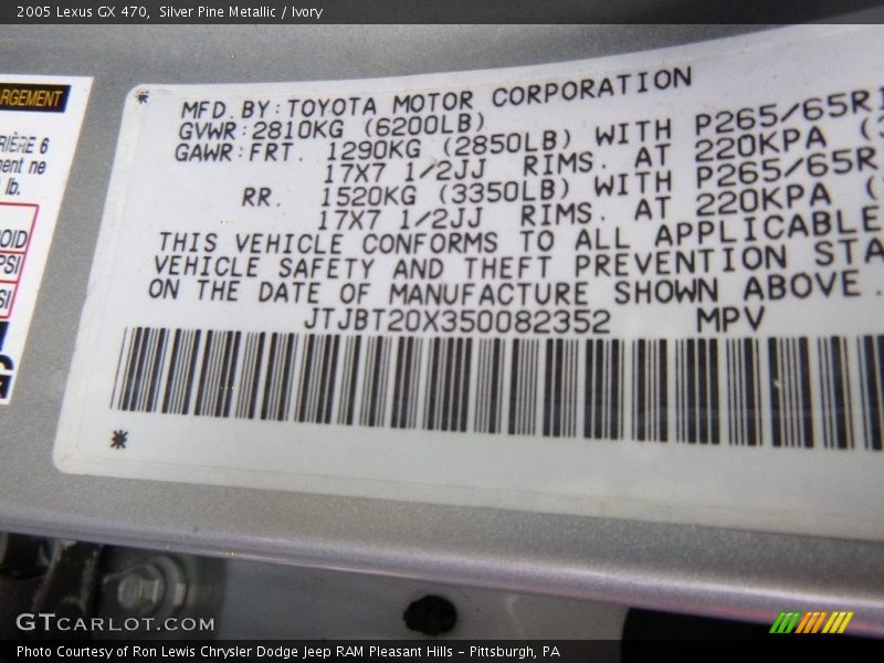 Silver Pine Metallic / Ivory 2005 Lexus GX 470