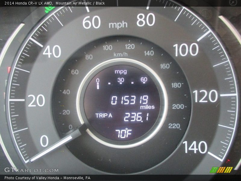 Mountain Air Metallic / Black 2014 Honda CR-V LX AWD