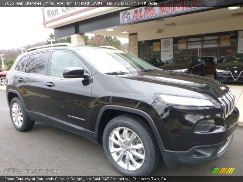 Brilliant Black Crystal Pearl / Black/Light Frost Beige 2015 Jeep Cherokee Limited 4x4