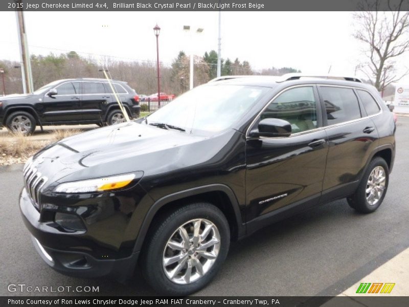 Brilliant Black Crystal Pearl / Black/Light Frost Beige 2015 Jeep Cherokee Limited 4x4