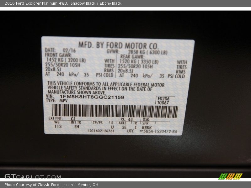 Shadow Black / Ebony Black 2016 Ford Explorer Platinum 4WD