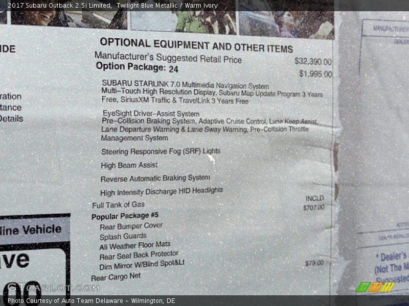 Twilight Blue Metallic / Warm Ivory 2017 Subaru Outback 2.5i Limited