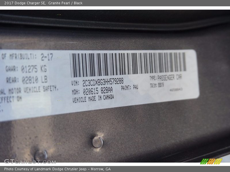 Granite Pearl / Black 2017 Dodge Charger SE
