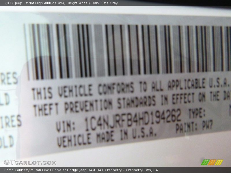Bright White / Dark Slate Gray 2017 Jeep Patriot High Altitude 4x4
